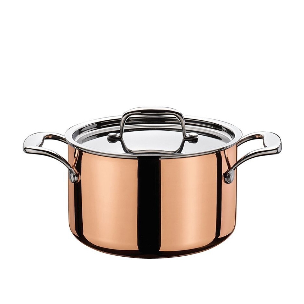 Pentola Bassa In Rame Spring Culinox 20 Cm - 5 Strati Con Nucleo Alluminio - Adatta A Induzione E Forno - 2