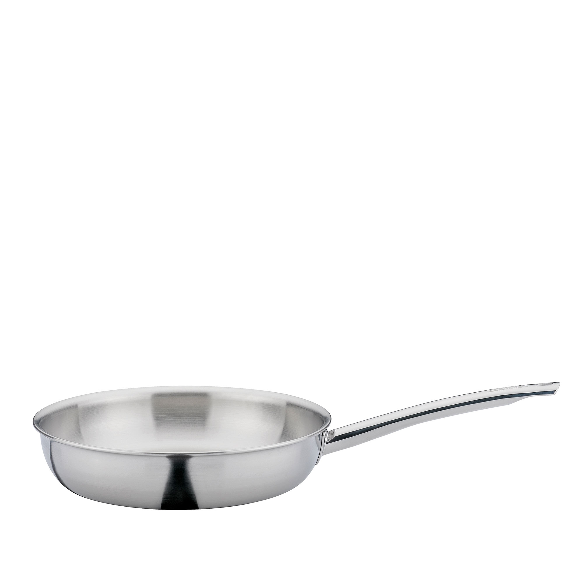 Round stainless steel pan with handle
